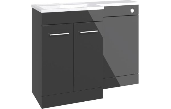 Script 1100mm Floor Standing L-Shape Pack & Basin (RH) - Anthracite Gloss