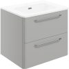 Sleek 610mm 2 Drawer Wall Unit & Basin - Grey Gloss