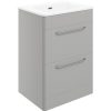 Sleek 610mm 2 Drawer Floor Unit & Basin - Grey Gloss