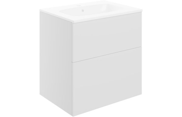 Elegance 610mm Wall Hung 2 Drawer Basin Unit & Basin - Matt White