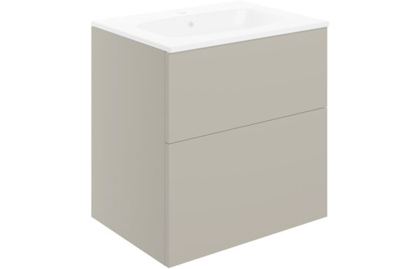 Elegance 610mm Wall Hung 2 Drawer Basin Unit & Basin - Matt Latte