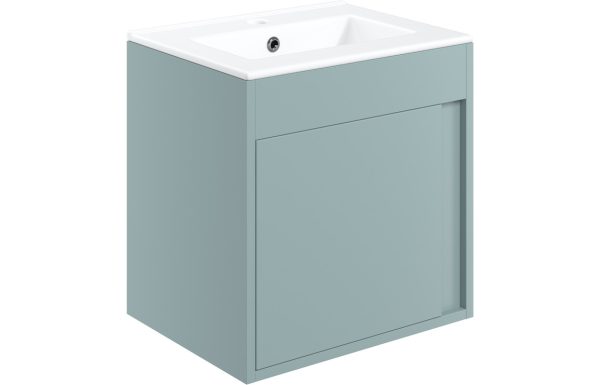 Nature 510mm Wall Hung Unit Inc. Basin - Matt Sea Green