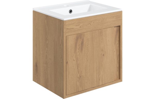 Nature 510mm Wall Hung Unit Inc. Basin - Seville Oak