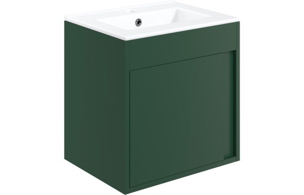 Nature 510mm Wall Hung Unit Inc. Basin - Matt Conifer Green