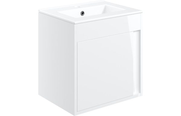 Nature 510mm Wall Hung Unit Inc. Basin - White Gloss