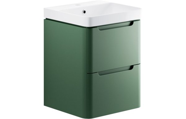 Iona 500mm 2 Drawer Wall Hung Cloakroom Basin Unit - Matt Sage Green