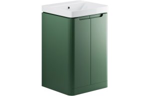 Iona 500mm 2 Door Floor Standing Cloakroom Basin Unit - Matt Sage Green