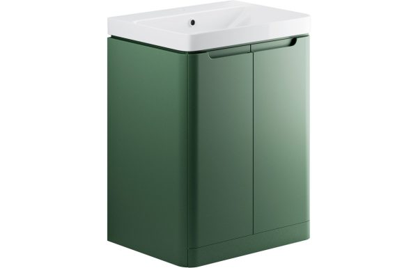 Iona 600mm 2 Door Floor Standing Basin Unit - Matt Sage Green