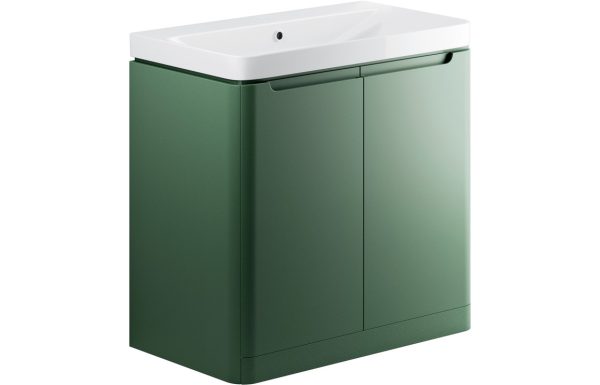 Iona 800mm 2 Door Floor Standing Basin Unit - Matt Sage Green