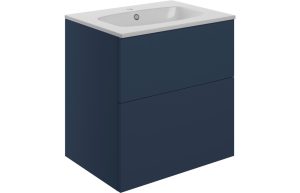 Elegance 610mm Wall Hung 2 Drawer Basin Unit & Basin - Matt Deep Blue