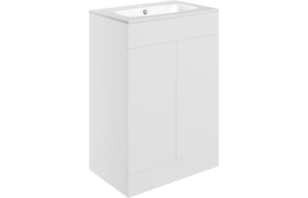 Elegance 615mm Floor Standing 2 Door Basin Unit & Basin - Matt White