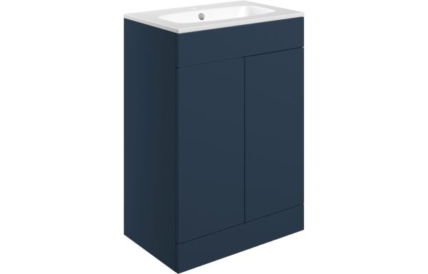 Elegance 615mm Floor Standing 2 Door Basin Unit & Basin - Matt Deep Blue