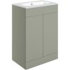 Elegance 615mm Floor Standing 2 Door Basin Unit & Basin - Matt Olive Green