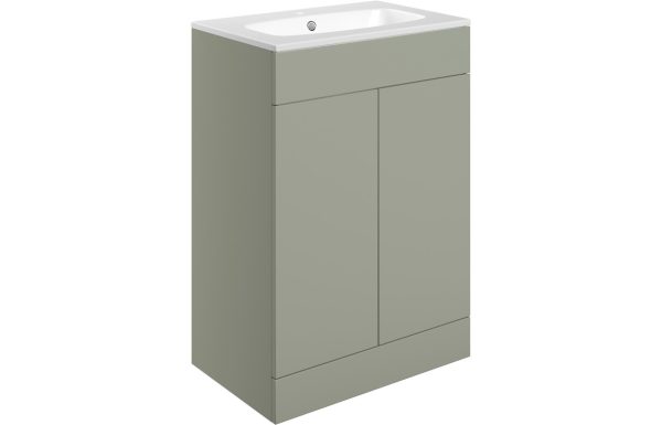 Elegance 615mm Floor Standing 2 Door Basin Unit & Basin - Matt Olive Green