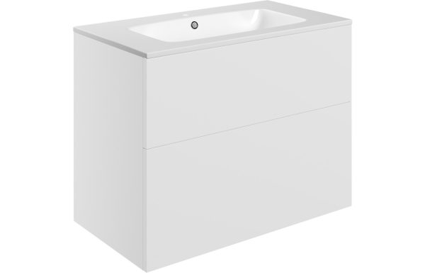 Elegance 815mm Wall Hung 2 Drawer Basin Unit & Basin - Matt White