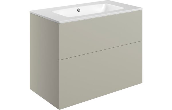 Elegance 815mm Wall Hung 2 Drawer Basin Unit & Basin - Matt Latte