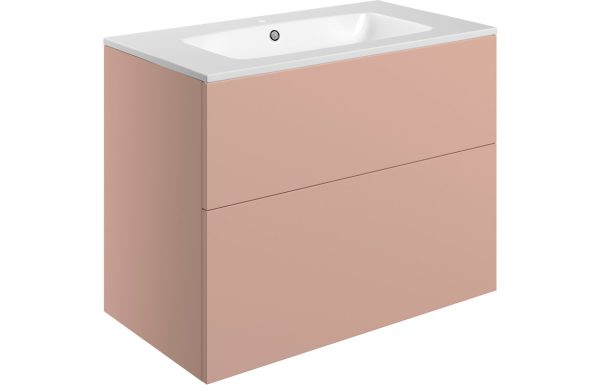 Elegance 815mm Wall Hung 2 Drawer Basin Unit & Basin - Matt Antique Rose