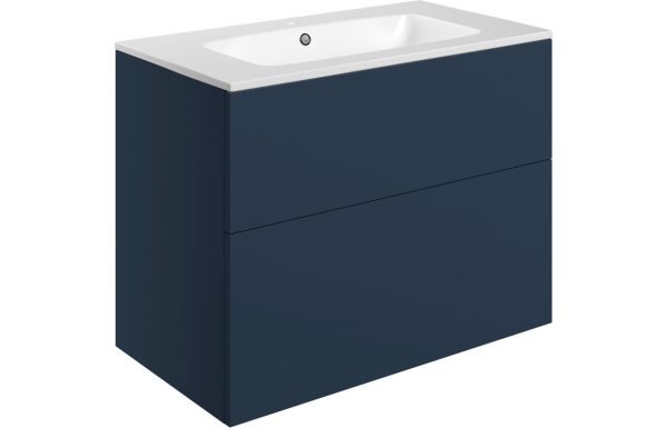 Elegance 815mm Wall Hung 2 Drawer Basin Unit & Basin - Matt Deep Blue