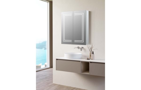 Frame 600mm 2 Door Front-Lit LED Mirror Cabinet - Image 6