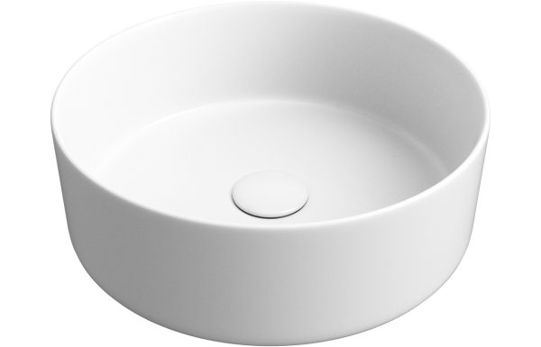 Carmen 355mm Ceramic Round Washbowl & Waste - Matt White