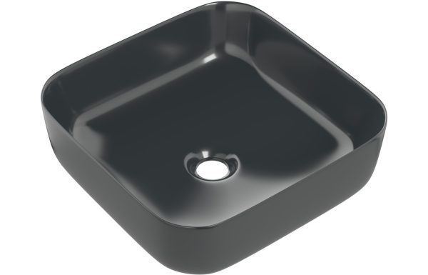 Carmen 400mm Ceramic Square Washbowl & Waste - Matt Black