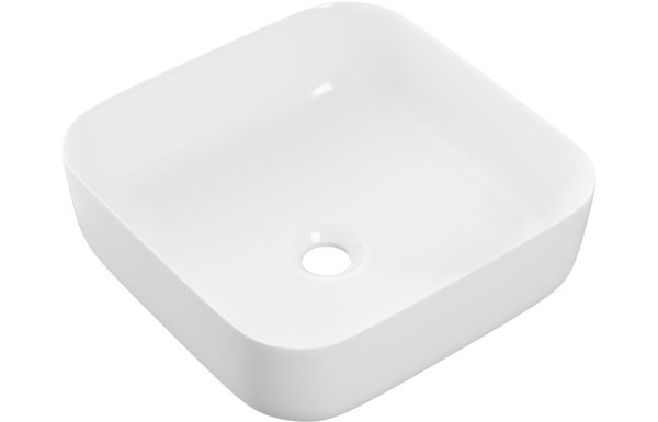 Carmen 400mm Ceramic Square Washbowl & Waste - Matt White