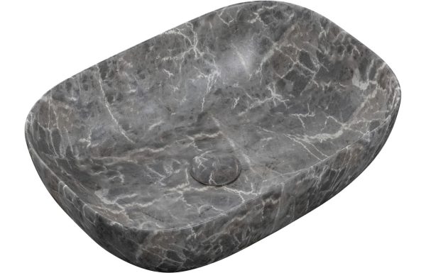 Rhea 460x330mm Ceramic Washbowl - Grey Marble Effect