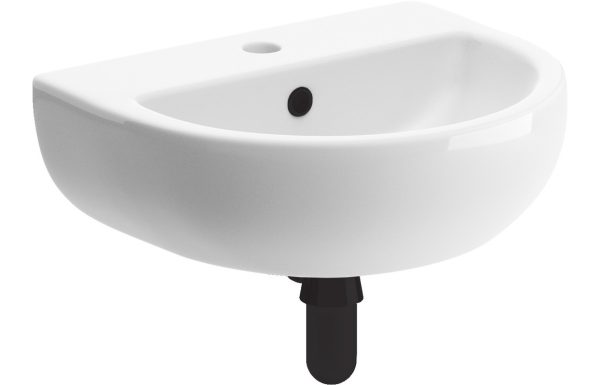 Ava 450x400mm 1TH Cloakroom Basin & Black Bottle Trap