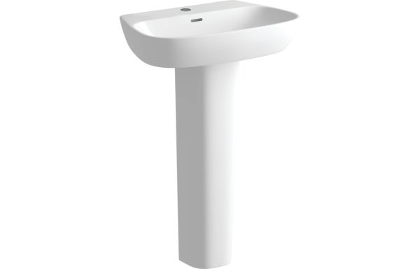 Lydia 600x400mm 1TH Basin & Full Pedestal