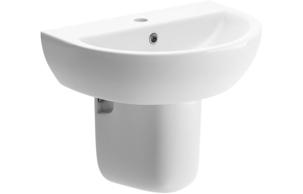 Ava 550x400mm 1TH Basin & Semi Pedestal