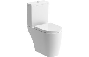 Quantro Rimless Close Coupled Open Back WC & Soft Close Seat