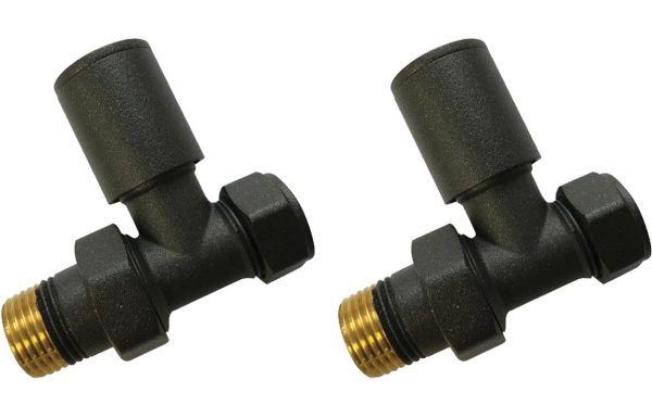 Patterned Anthracite Radiator Valves - Straight