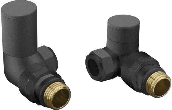 Patterned Anthracite Radiator Valves - Corner