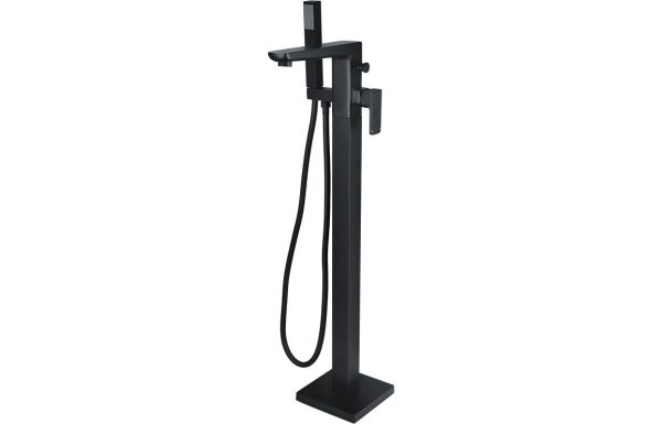 Contour Floor Standing Bath/Shower Mixer - Matt Black