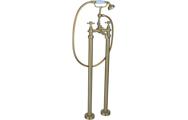 Keswick Floor Standing Bath/Shower Mixer & Shower Kit - Brushed Brass