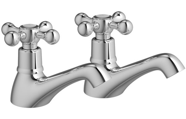 Durham Bath Pillar Taps - Chrome