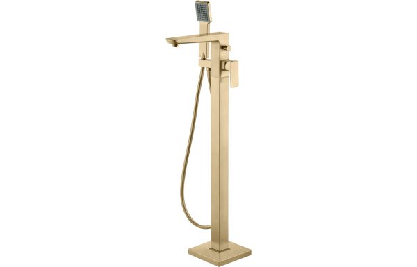 Contour Floor Standing Bath/Shower Mixer - Brushed Brass