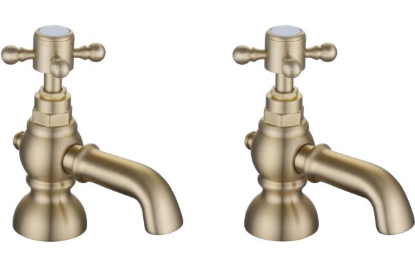 Keswick Bath Pillar Taps - Brushed Brass