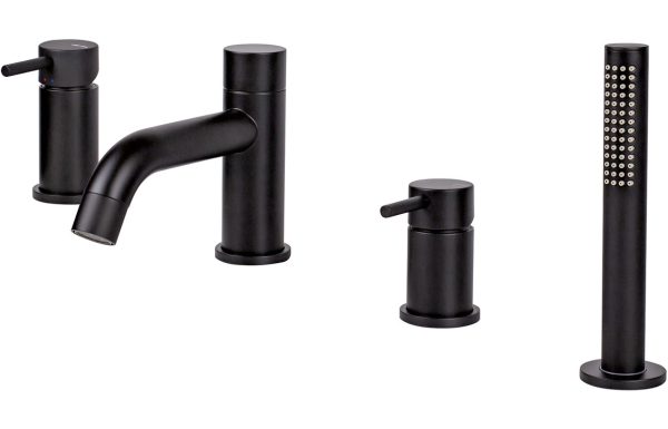 Vema Maira 4-Hole Deck Mounted Bath/Shower Mixer - Matt Black