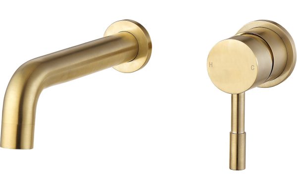 Harmby Wall Mounted Basin Tap - Brushed Brass