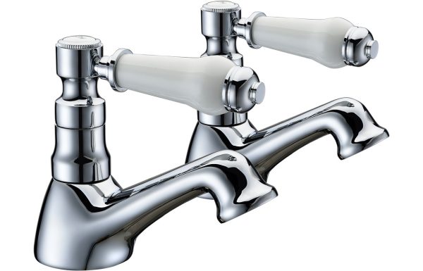 York Basin Pillar Taps - Chrome