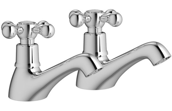 Durham Basin Pillar Taps - Chrome