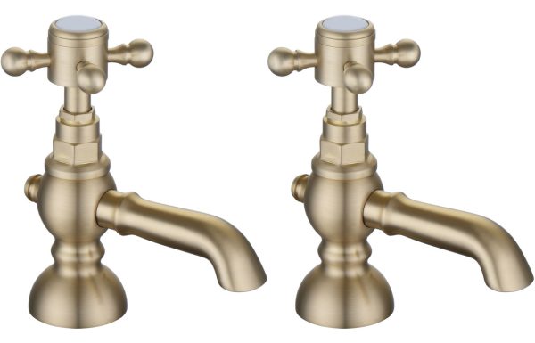 Keswick Basin Pillar Taps - Brushed Brass