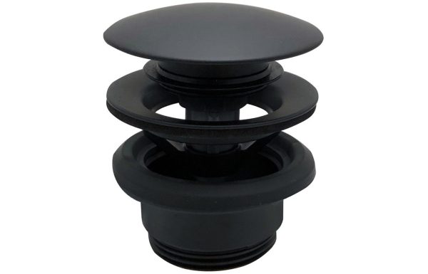 Vema Unslotted Basin Push Button Waste - Matt Black