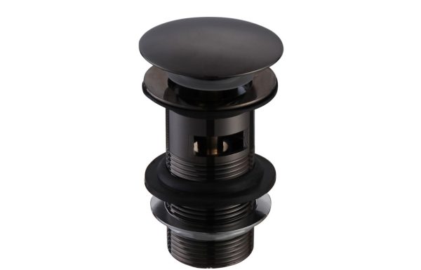 Slotted Basin Push Button Waste - Matt Black