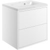 Zone 600mm 2 Drawer Wall Hung Basin Unit Inc. Basin - Matt White