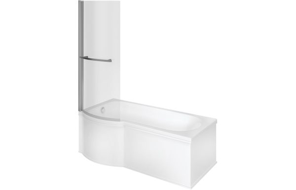 Olivia P Shape SUPERCAST 1700x850x560mm 0TH Shower Bath Pack (LH)