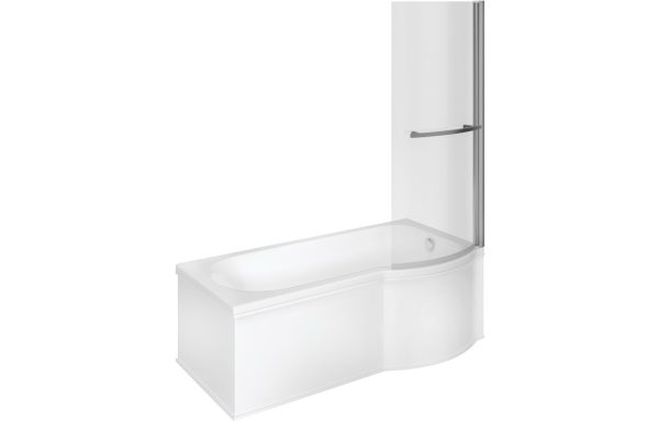 Olivia P Shape SUPERCAST 1700x850x560mm 0TH Shower Bath Pack (RH)