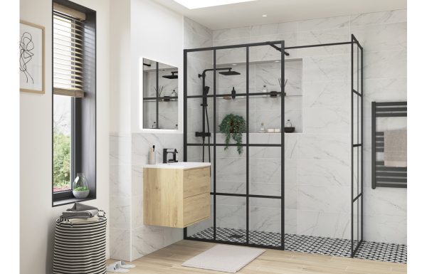 Amber 800mm Black Framed Wetroom Side Panel