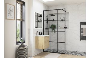 Amber 1200mm Black Framed Wetroom Panel